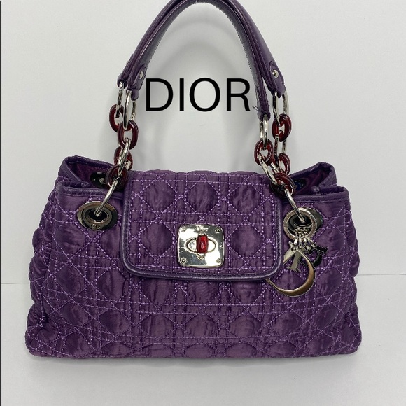 Dior Handbags - Dior Purple Satin Cannage Quilted Shoulder…